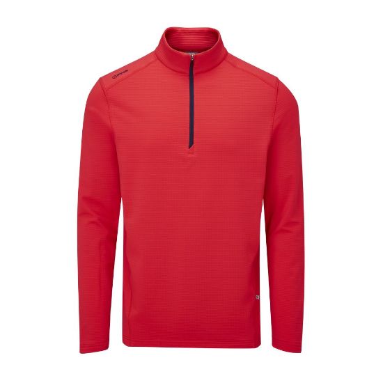 PING Men's Edwin 1/4 Zip Red Golf Midlayer Front View	