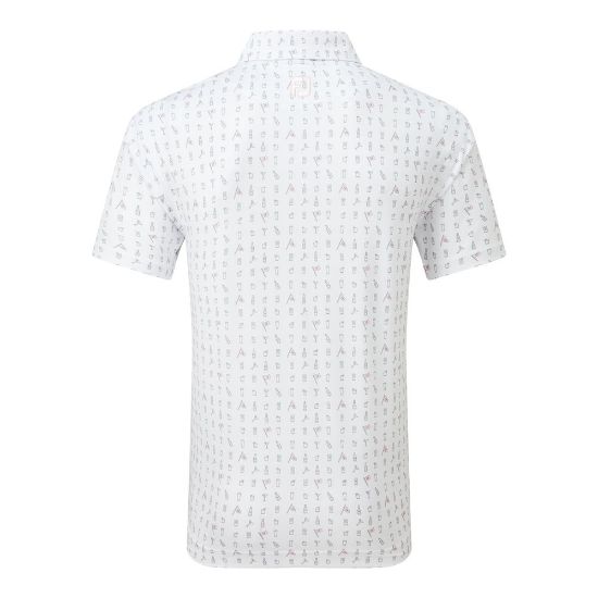 FootJoy Men's "The 19th Hole" White Golf Polo Shirt Back View