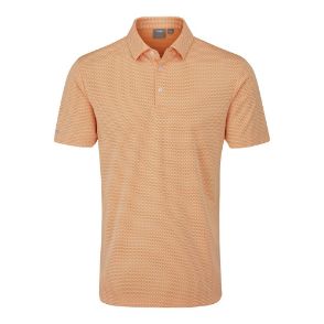 PING Men's Halcyon Jacquard Tangerine Golf Polo Shirt Front View