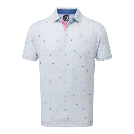 FootJoy Men's Parachute Print Mist Grey Golf Polo Front View