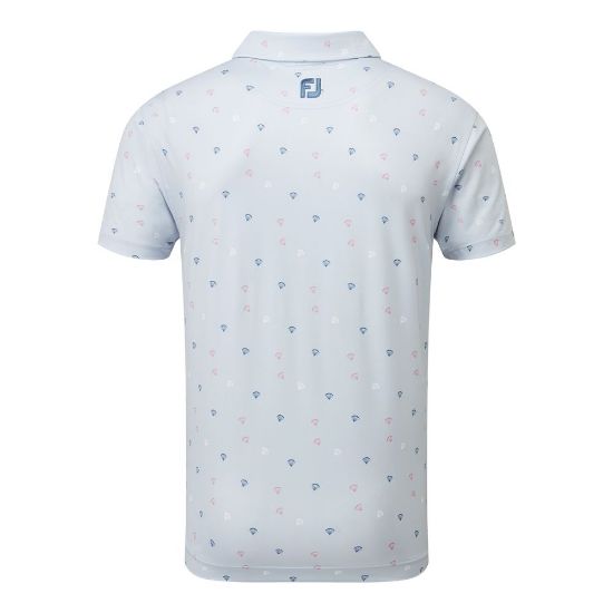 FootJoy Men's Parachute Print Mist Grey Golf Polo Back View