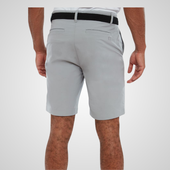 Model wearing FootJoy Men's Par Grey Golf Shorts Back View