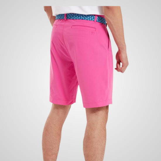Model wearing FootJoy Men's Par Berry Golf Shorts Back View