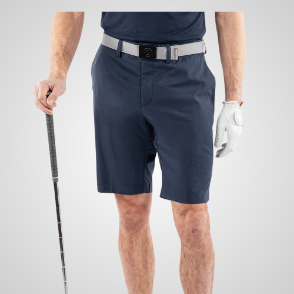 Model wearing Galvin Green Men's Percy V8+ Navy Golf Shorts Front View