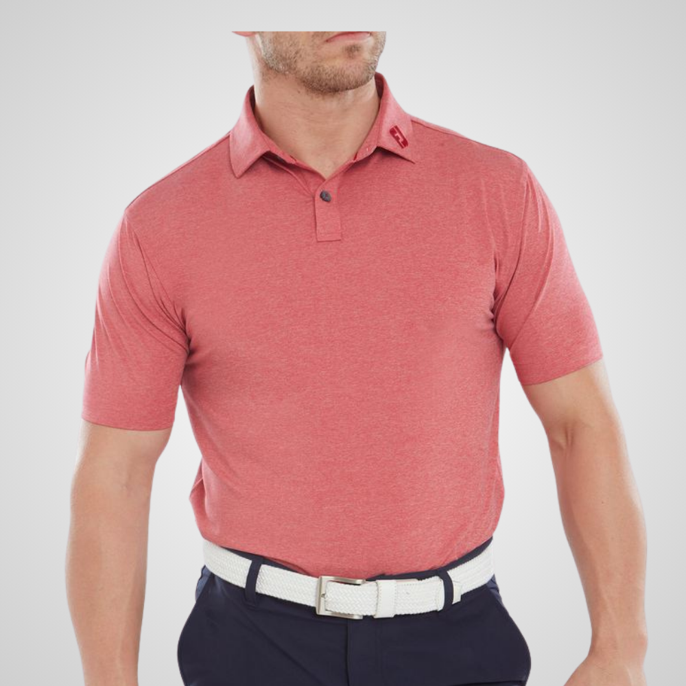 FootJoy Men's Heather Self Collar Lisle Golf Polo Shirt