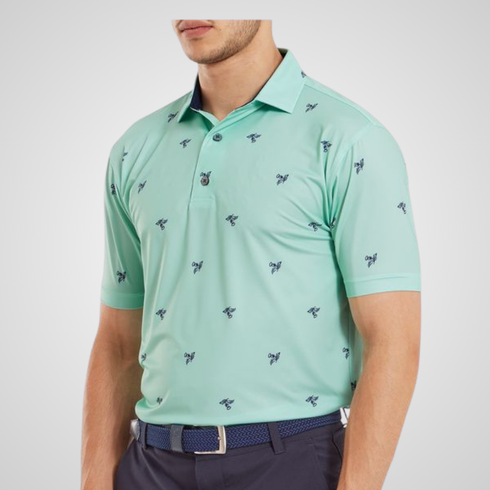 FootJoy Men's Thistle Print Lisle Golf Polo Shirt