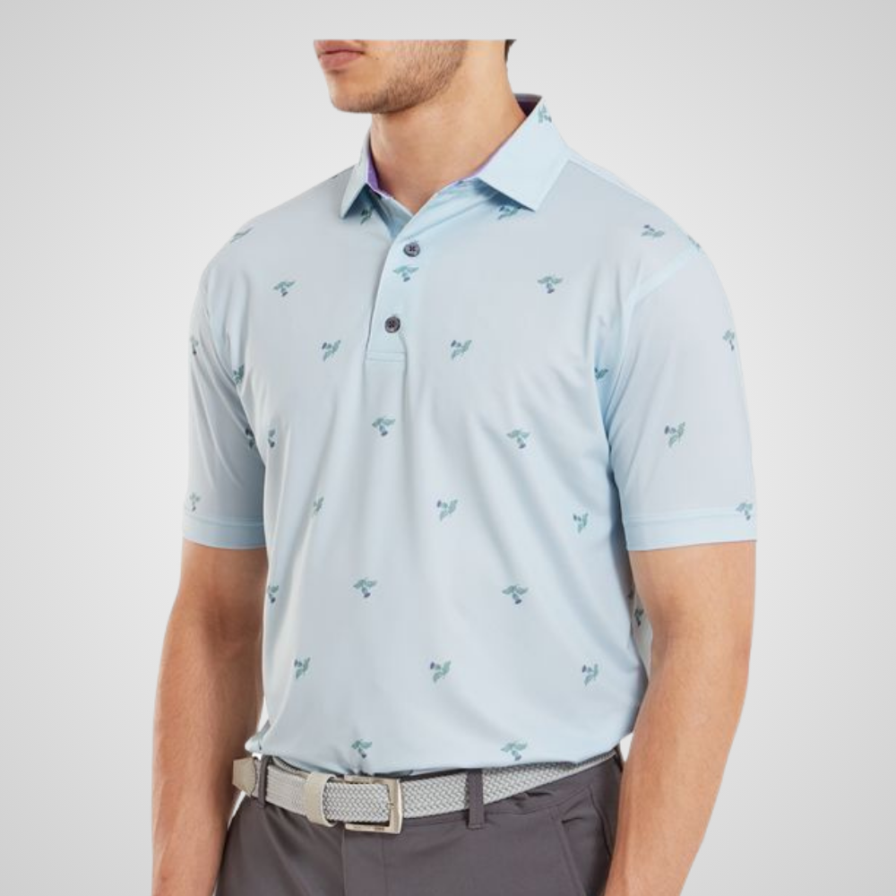 FootJoy Men's Thistle Print Lisle Golf Polo Shirt