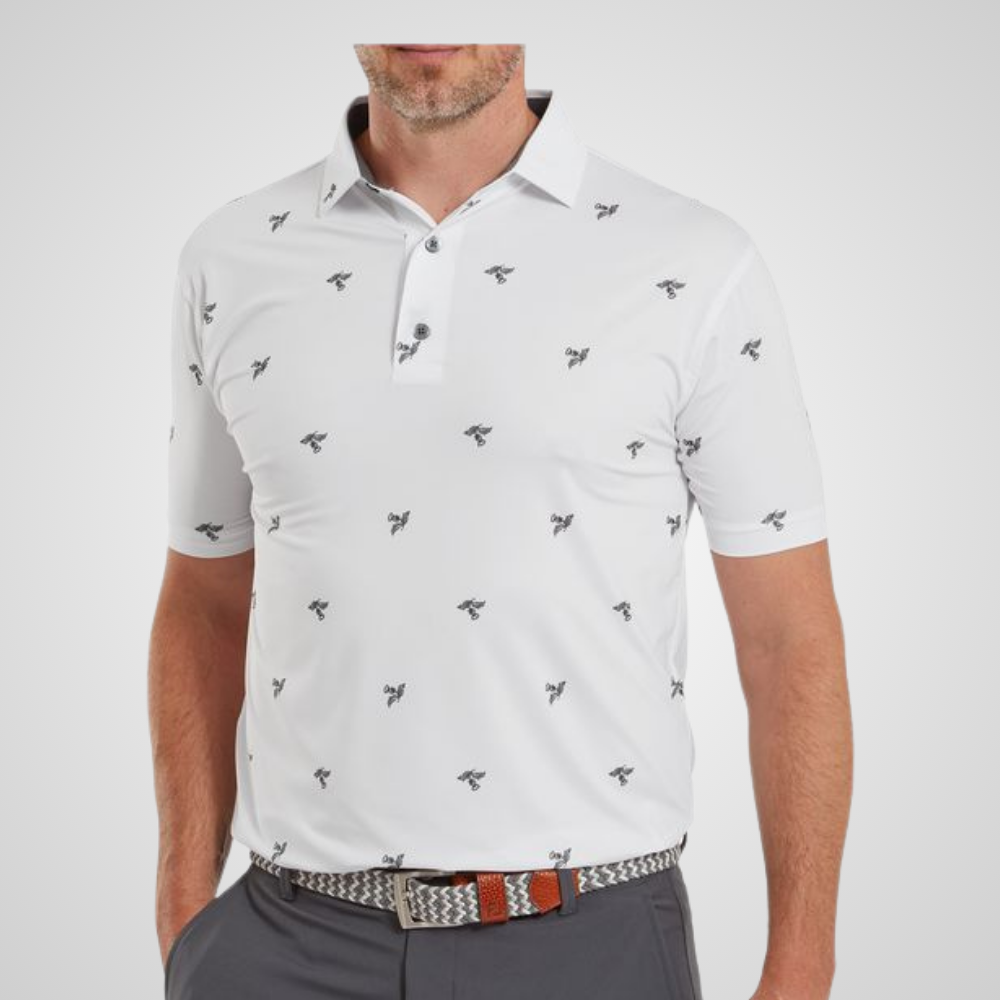 FootJoy Men's Thistle Print Lisle Golf Polo Shirt