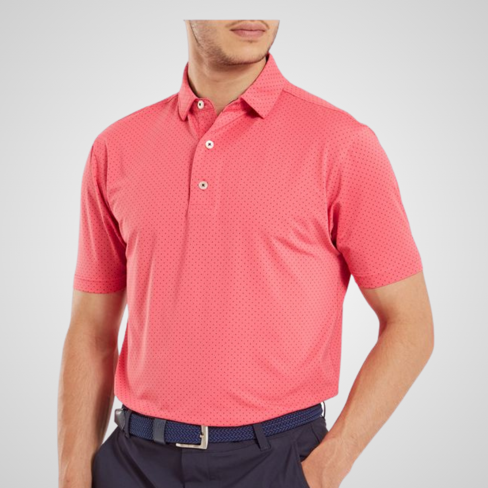 FootJoy Men's Stretch Lisle Dot Print Golf Polo Shirt