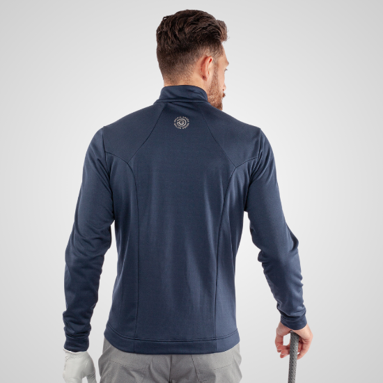 Model wearing Galvin Green Men's Dylan Insula Navy Golf Pullover Back View