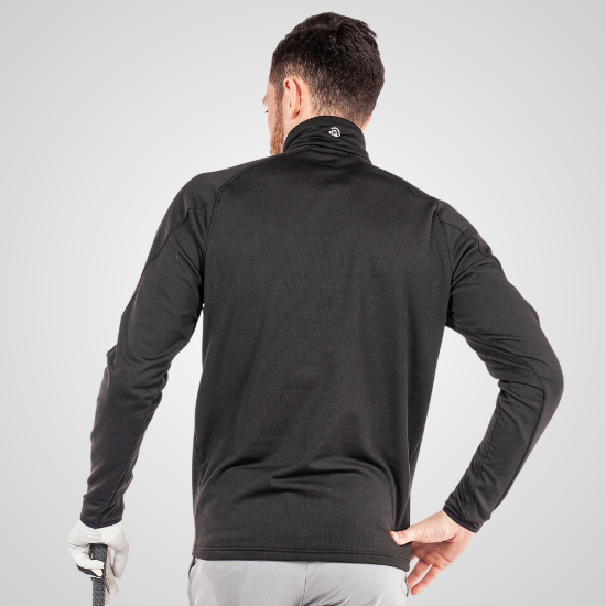 Model wearing Galvin Green Men's Drake Insula Black Golf Pullover Back View