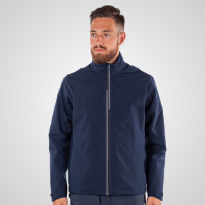 Model wearing Galvin Green Men's Arvin Gore-Tex Waterproof Navy Golf Jacket Front View