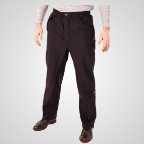 Model wearing Galvin Green Men's Arthur GORE-TEX Waterproof Black Golf Trousers Front View