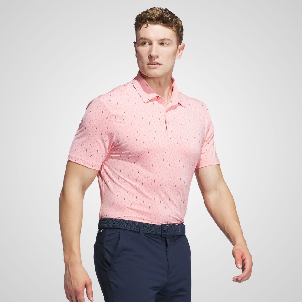 Pink adidas golf shirt on sale