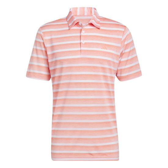 adidas Men's Two Colour Stripe Coral Golf Polo Shirt Front View
