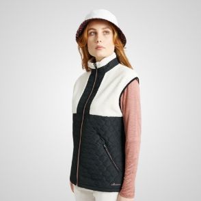 Model wearing Abacus Ladies Preston Pile Golf Wind Vest Front View