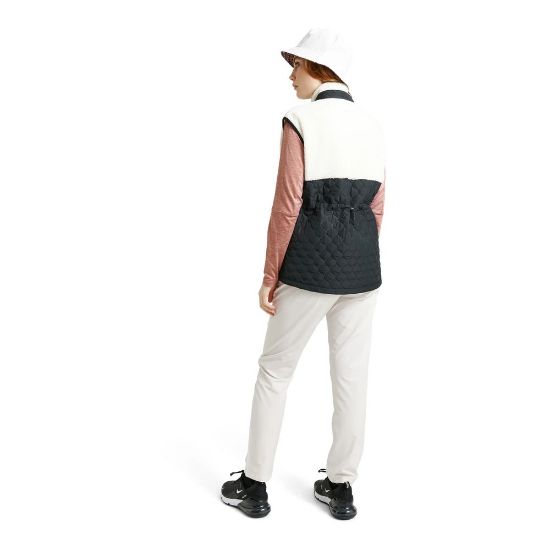 Model wearing Abacus Ladies Preston Pile Golf Wind Vest Rear View