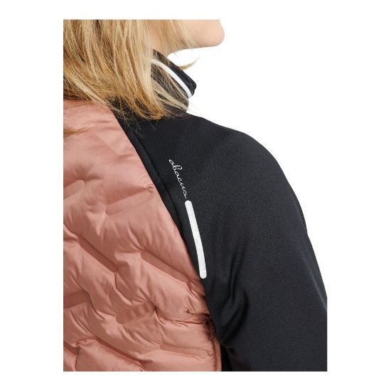 Model wearing Abacus Ladies Grove Hybrid Potpurry Golf Jacket Detail View Rear