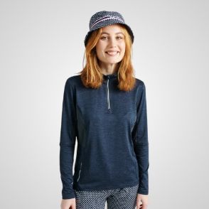 Model wearing Abacus Ladies Colinas Golf Midlayer Navy Front View