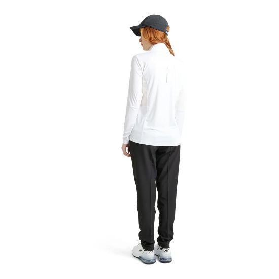 Model wearing Abacus Ladies Colinas Golf Midlayer White Rear View Full