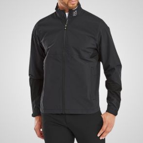 Model wearing FootJoy Men's Hydrolite X Golf Rain Jacket Black Front View