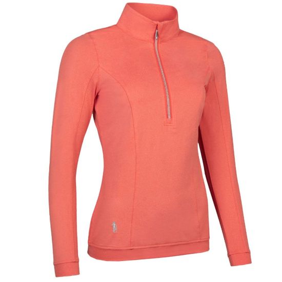 Glenmuir Ladies Carina Apricot Marl Golf Midlayer Front View