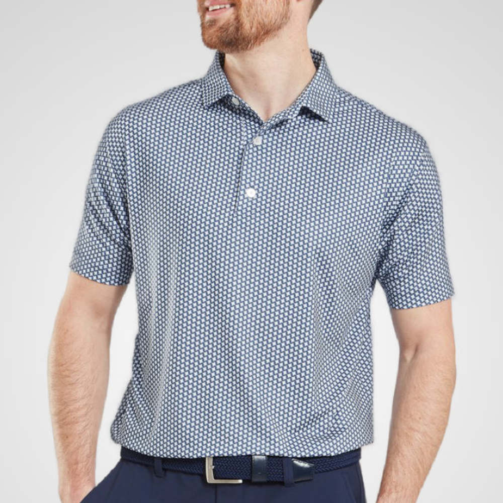 FootJoy Men's Houndstooth Geo Lisle Golf Polo Shirt