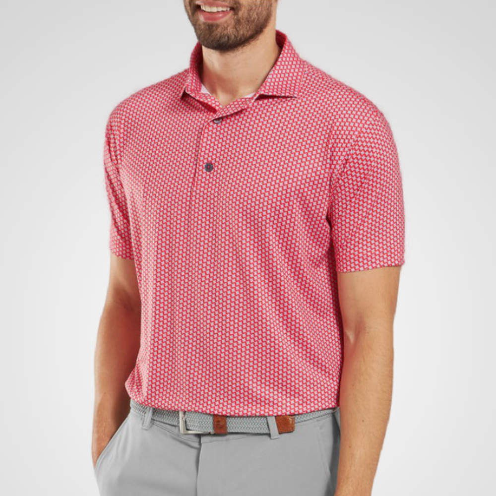 FootJoy Men's Houndstooth Geo Lisle Golf Polo Shirt