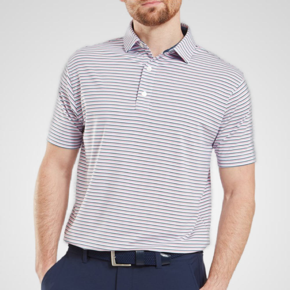 FootJoy Men's Balance Stripe Lisle Golf Polo Shirt