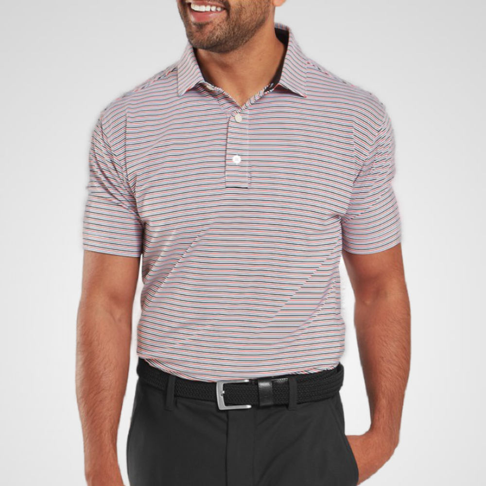 FootJoy Men's Balance Stripe Lisle Golf Polo Shirt