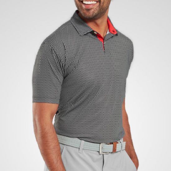 Picture of FootJoy Men's Irongate Print Lisle Golf Polo Shirt