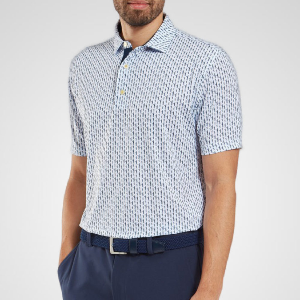 FootJoy Men's Figure Print Lisle Golf Polo Shirt