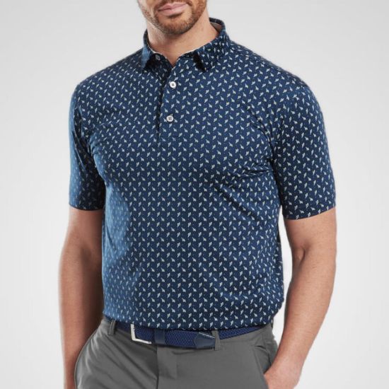 Picture of FootJoy Men's Flower Bud Foulard Lisle Golf Polo Shirt