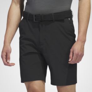 Model wearing adidas Men's Ultimate 365 Black Golf Shorts Front View